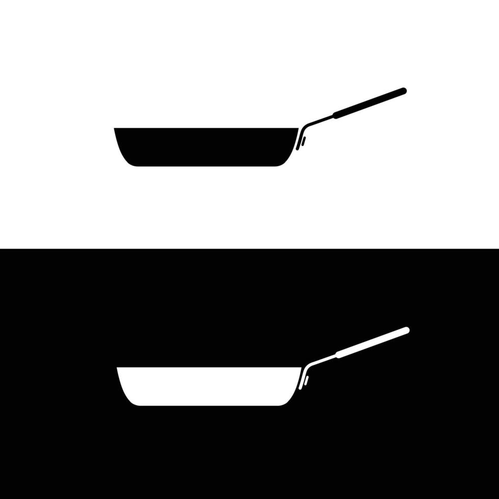 Frying pan silhouette flat vector. Silhouette kitchen utensil icon. Set of black and white symbols for kitchen concept. Cookware icon for web. Kitchenware. vector