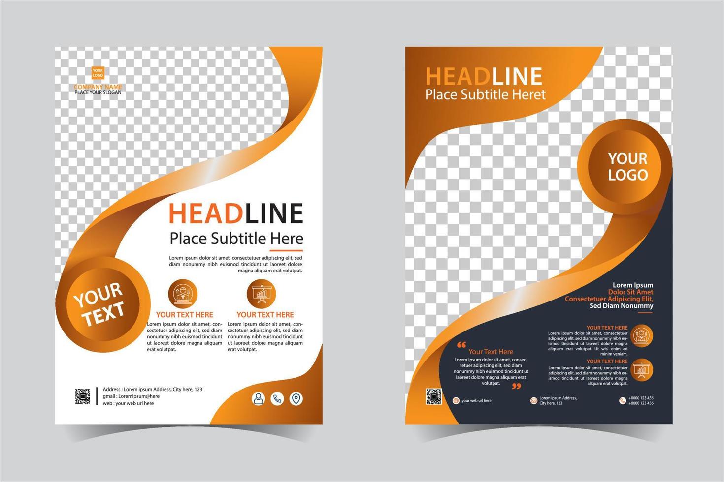 Gold and Black business annual report brochure flyer design template vector, Leaflet cover presentation abstract geometric background, modern publication poster magazine, layout in A4 size Free Vector