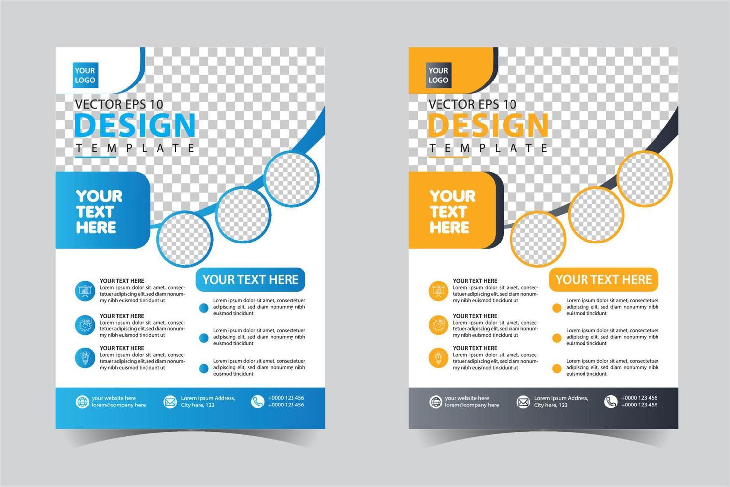 Yellow and Blue business annual report brochure design template vector ...