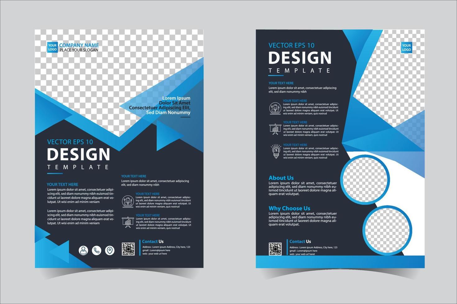 Blue and Black business annual report brochure flyer design template vector, Leaflet cover presentation abstract geometric background, modern publication poster magazine, layout in A4 size Free Vector