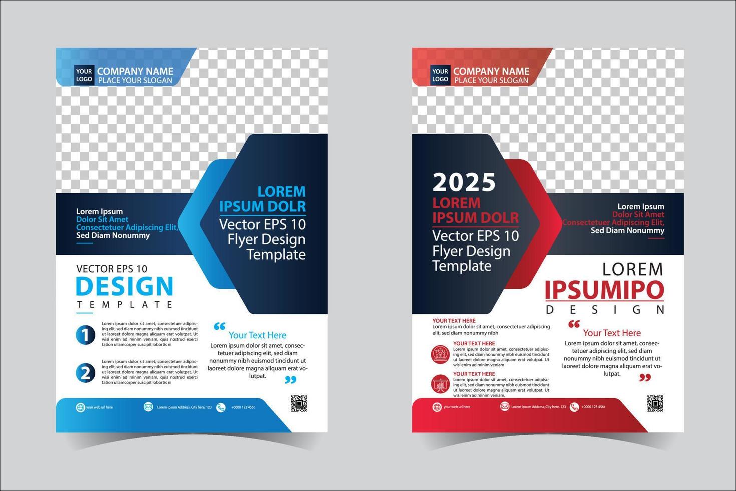 Blue and Red business annual report brochure flyer design template vector, Leaflet cover presentation abstract geometric background, modern publication poster magazine, layout in A4 size Free Vector