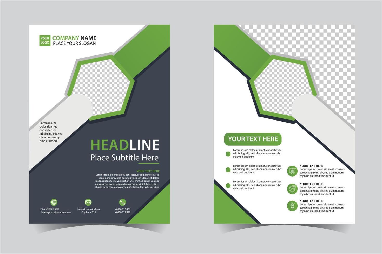 Green and Black business annual report brochure flyer design template vector, Leaflet cover presentation abstract geometric background, modern publication poster magazin, layout in A4 size Free Vector