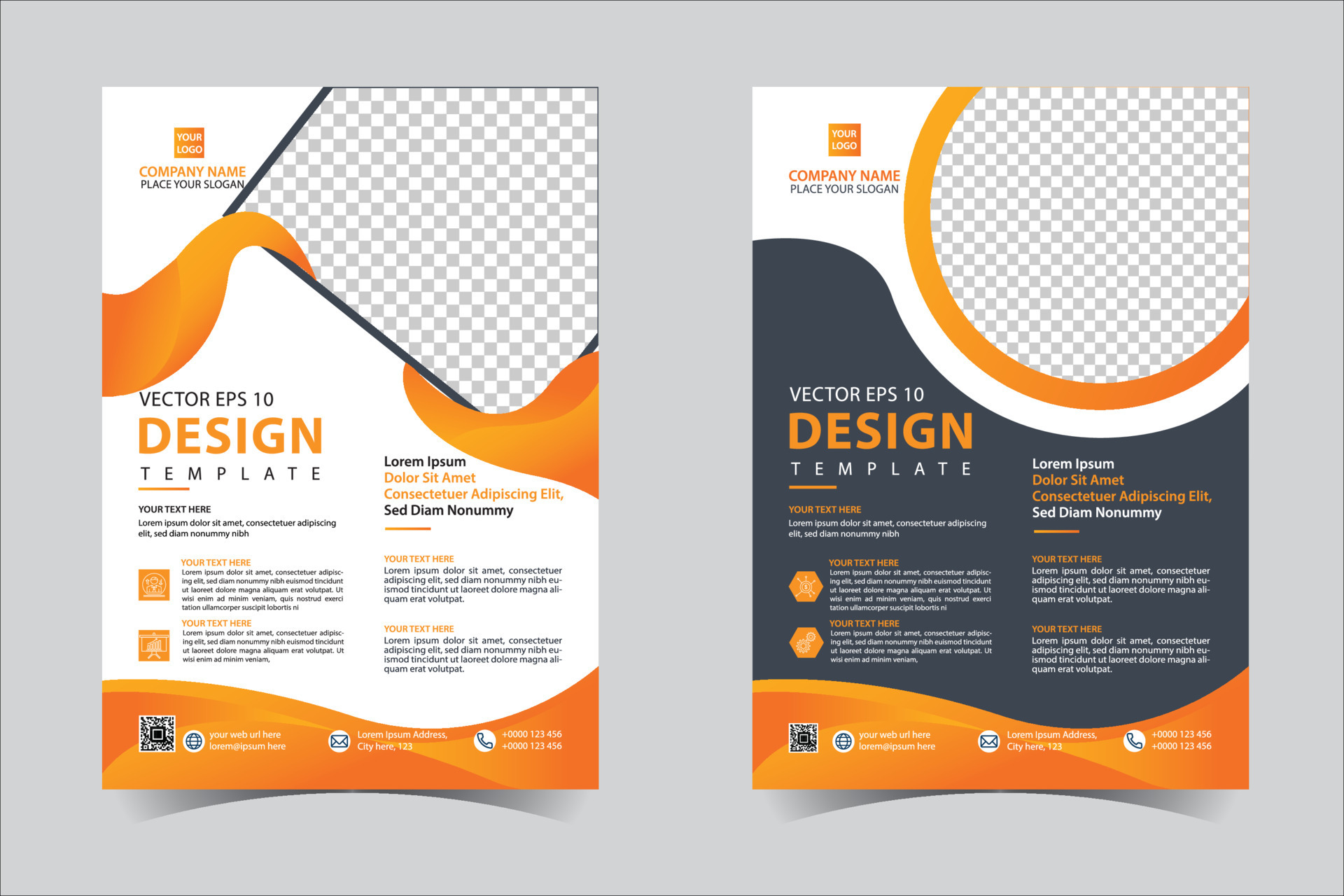 Orange and Black business annual report brochure flyer design template