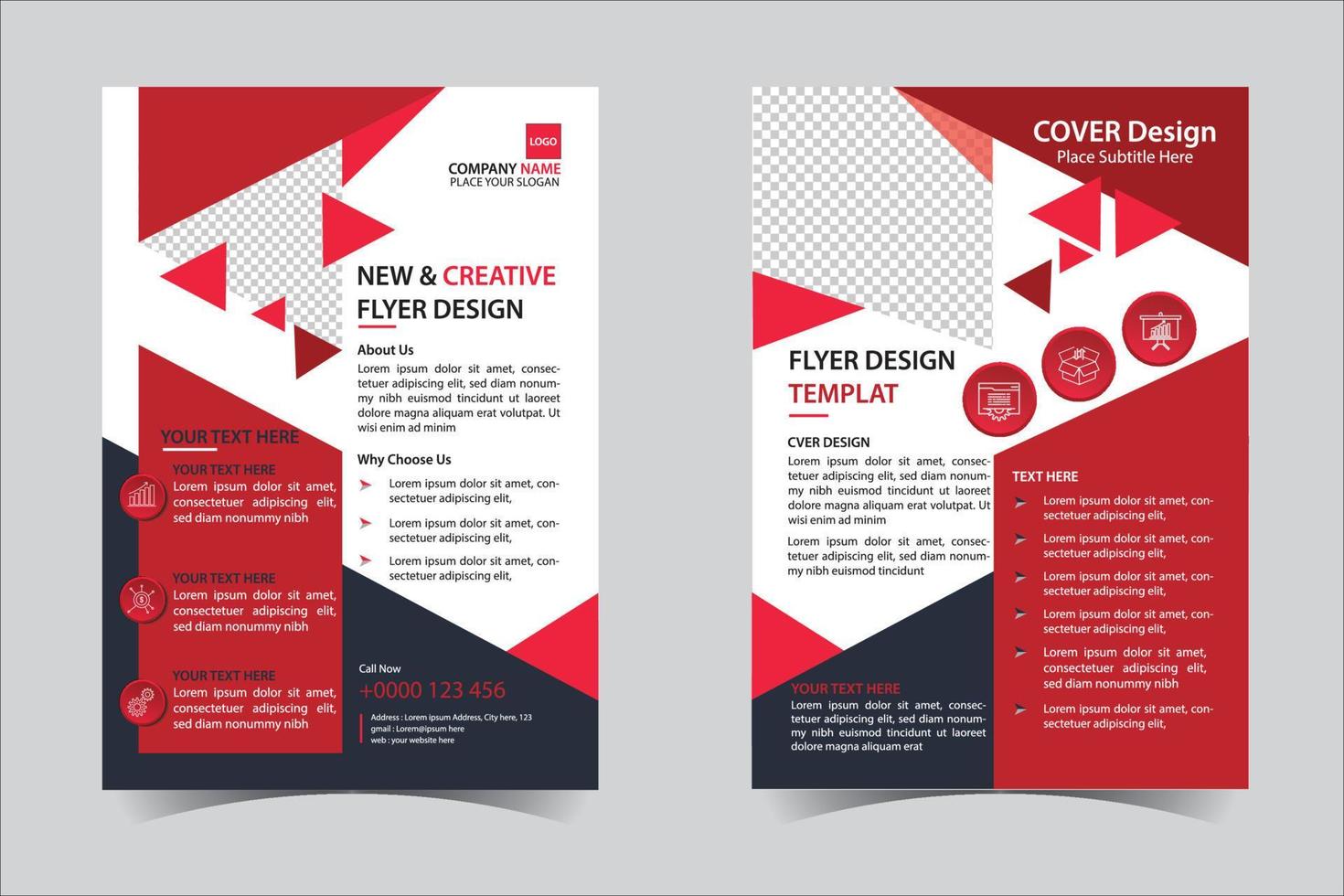 Red and Black business annual report brochure flyer design template vector, Leaflet cover presentation abstract geometric background, modern publication poster magazine, layout in A4 size Free Vector