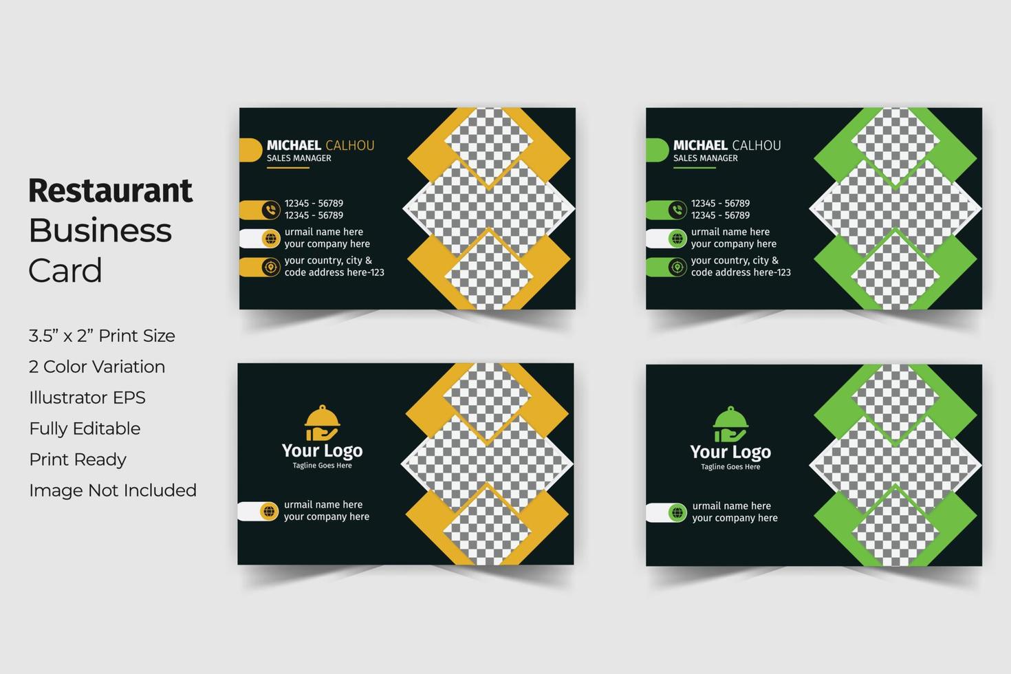 Restaurant Business Card Print Template vector