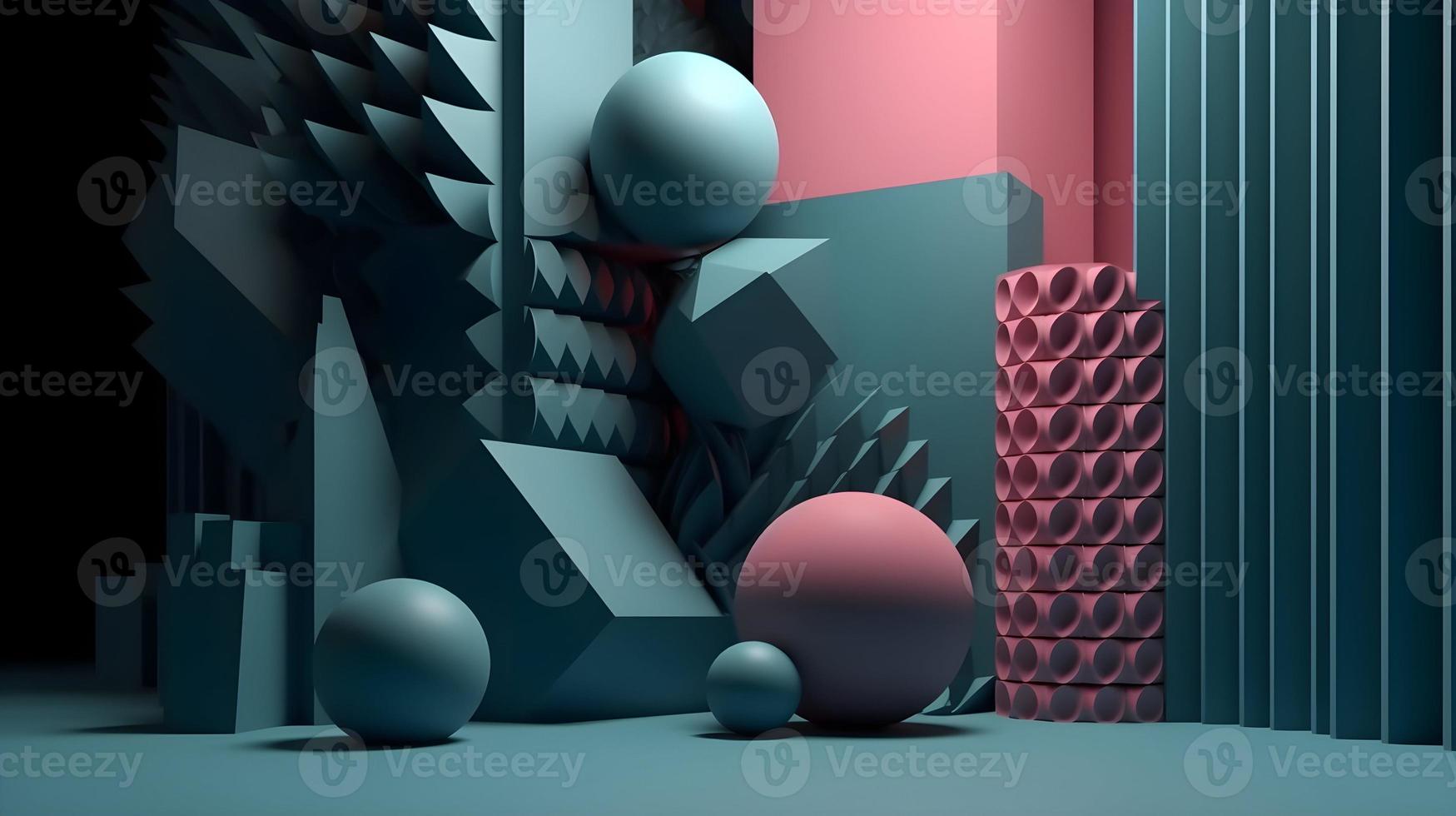 Abstract Geometric 3D Shapes Rendered Background photo