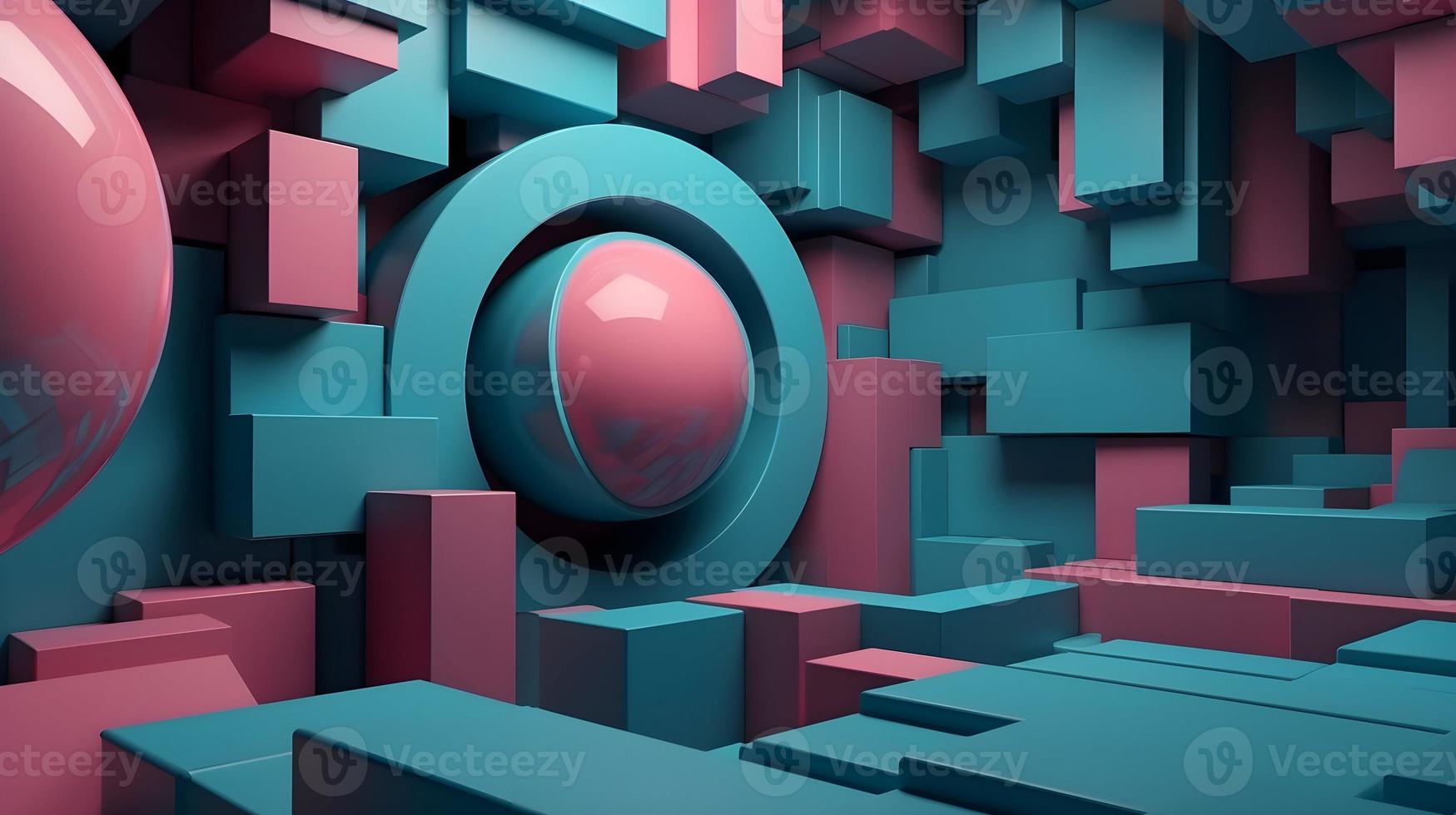 Abstract Geometric 3D Shapes Rendered Background photo