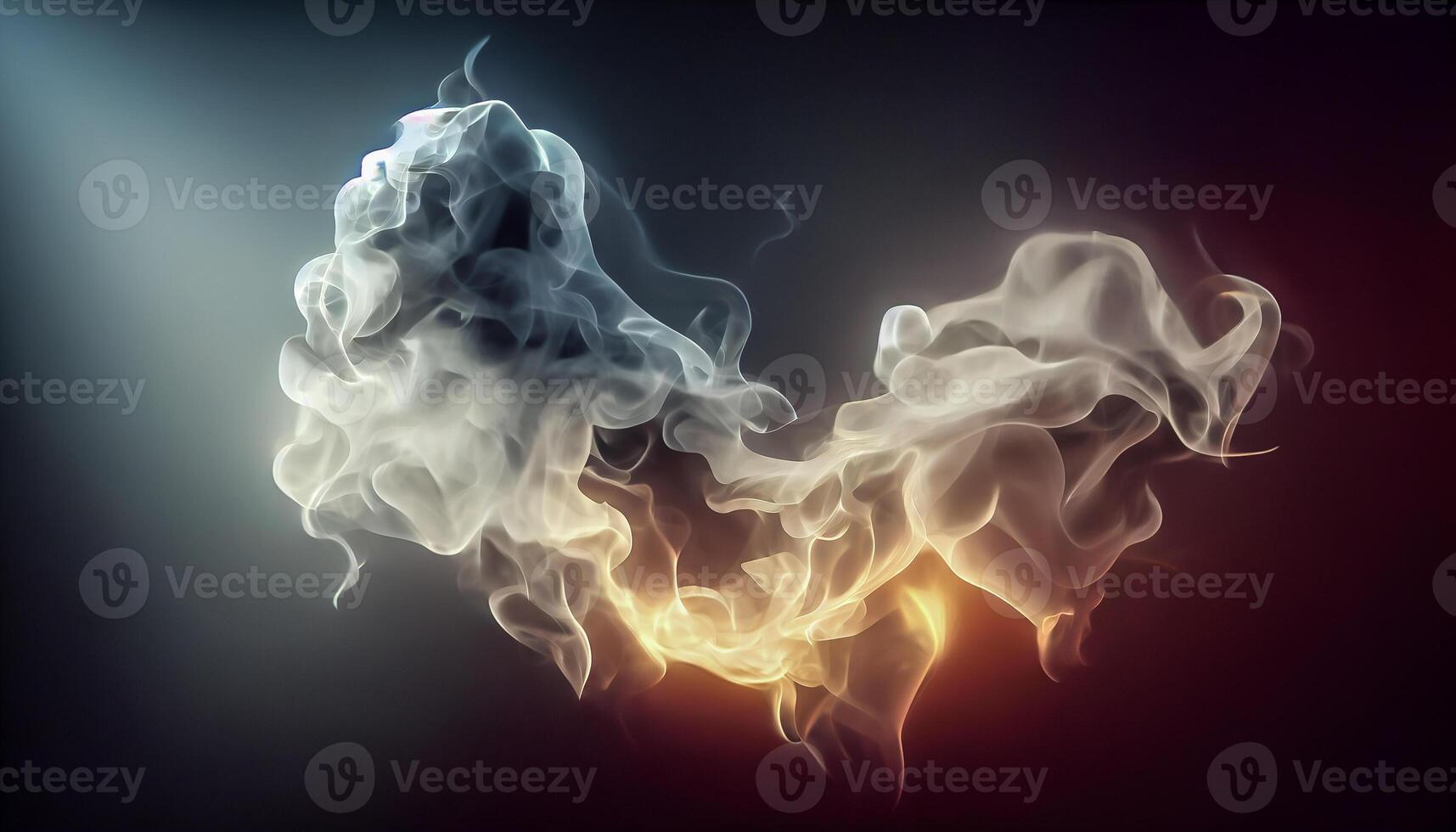 illustration of White curve fog, smoke, clouds, fire and dark background with spotlight. Abstract illustration art. Pattern texture, use for ad, poster and template, business.Digital art photo