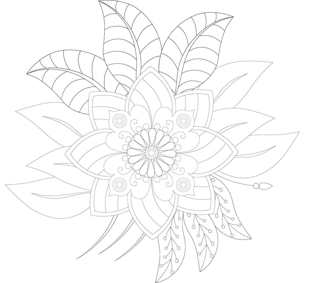 adulto colorante página con floral estilo. contorno flor modelo en mehndi estilo. garabatear ornamento en negro y blanco. gratis vector