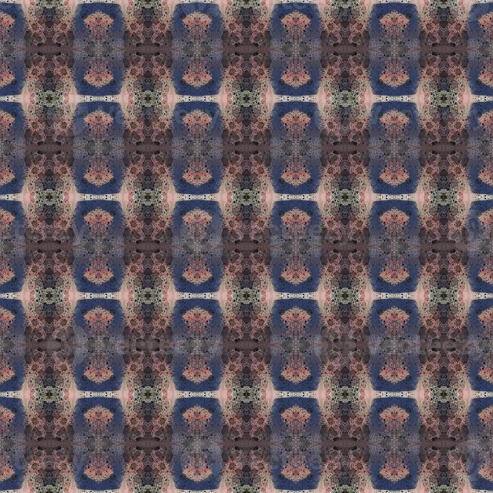 Shibori pattern. Ikat textile. Tie dye print. brown seamless stencil. Moroccan tile. Folk geometric ornament. Japanese shibori pattern. Watercolor batik paint, silk fabric. Ethnic carpet motif photo
