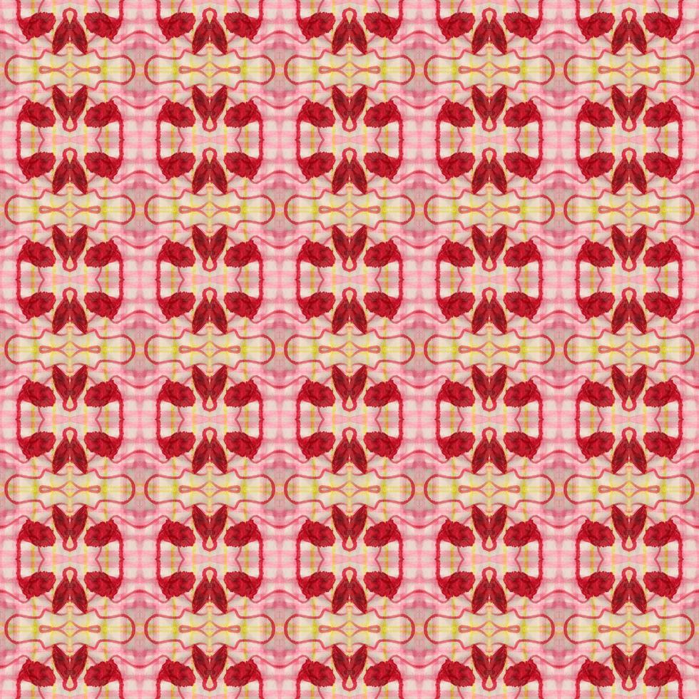 Shibori pattern. Ikat textile. Tie dye print. Red seamless stencil. Moroccan tile. Folk geometric ornament. Japanese shibori pattern. Watercolor batik paint, silk fabric. Ethnic carpet motif photo