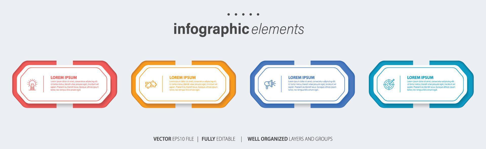 Business infographic element with 4 options, steps, number vector template design