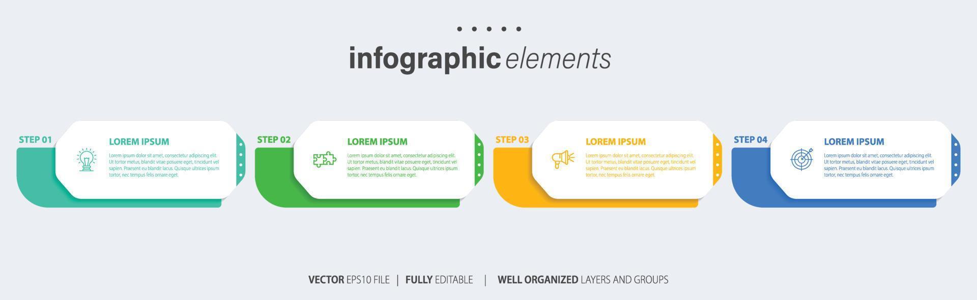 Business infographic element with 4 options, steps, number vector template design