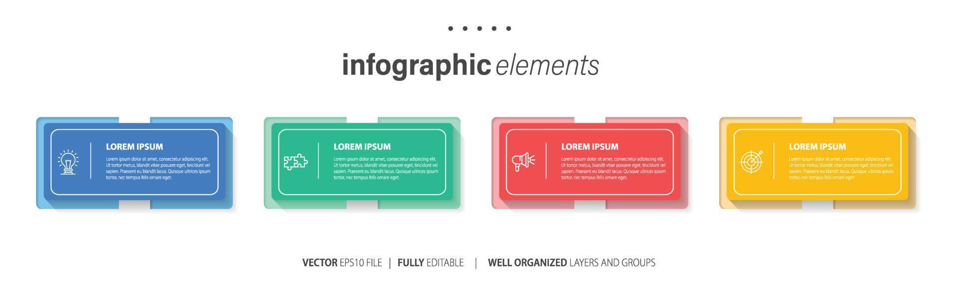 Business Infographic template design with numbers 4 options or steps. vector