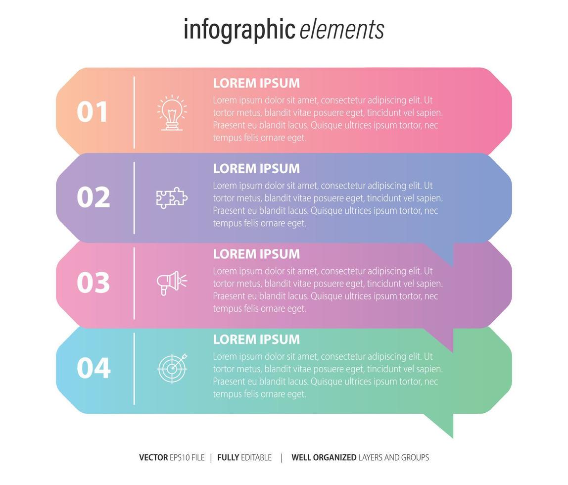 Infographics design vector and marketing icons can be used for workflow layout, diagram, annual report, web design. Business concept with 4 options, steps or processes.