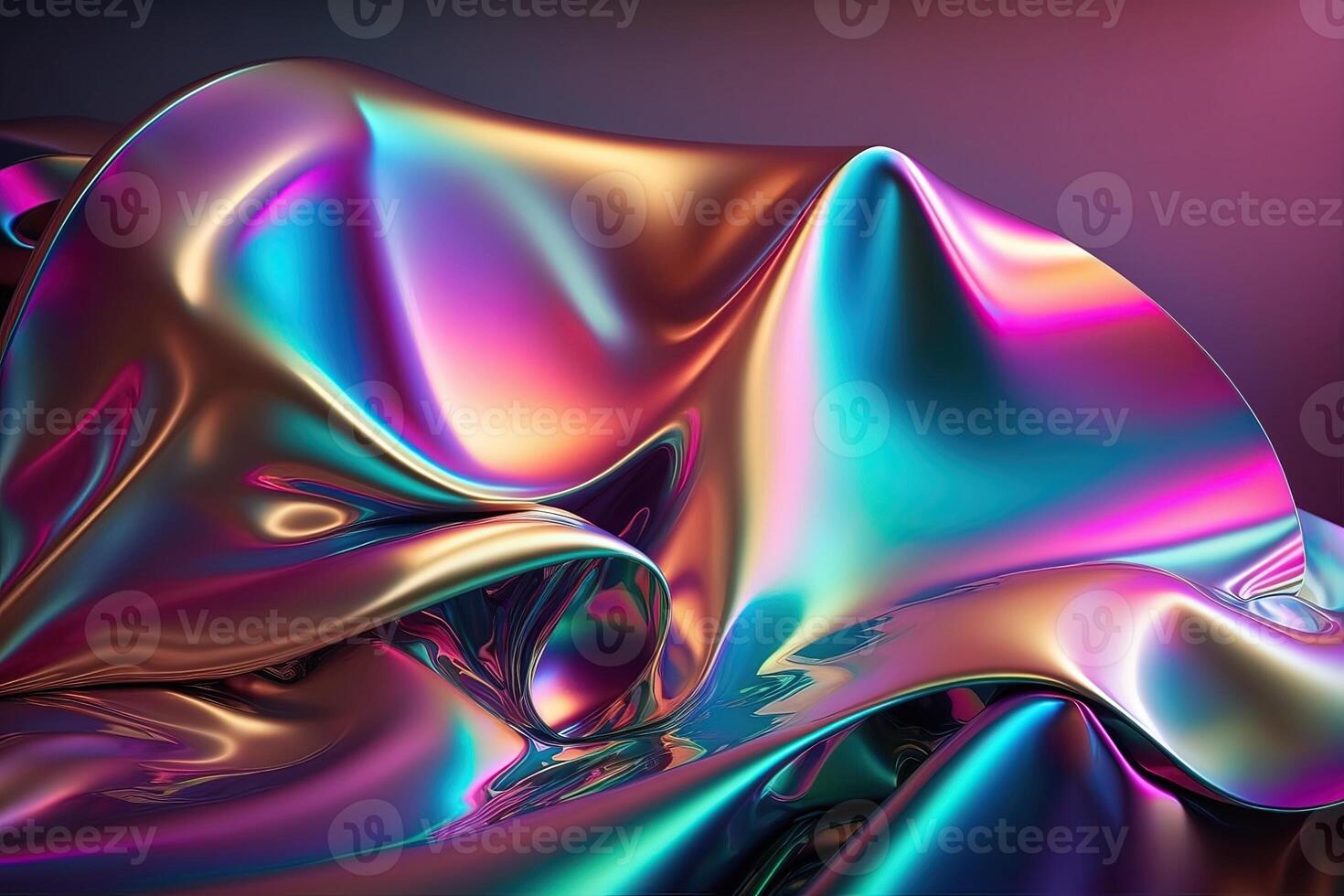 illustration of holographic liquid background. Holographic iridescent backdrop. Pearlescent gradient and foil effect for design prints. Rainbow metal photo