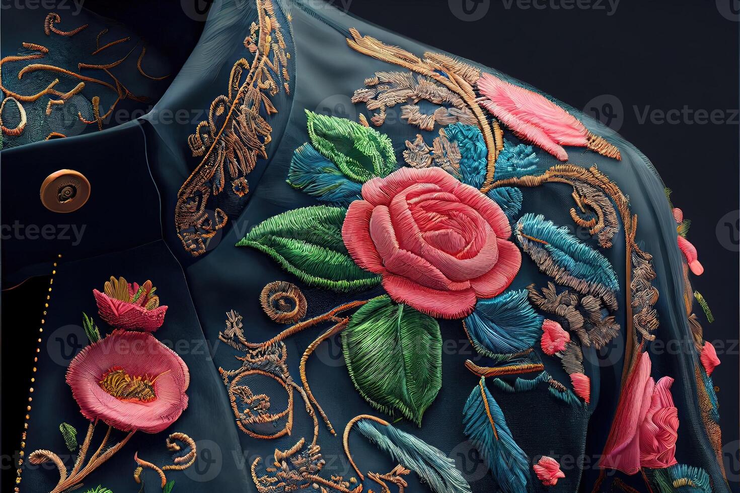 illustration of multicolor ethnic hand embroidery pattern design photo