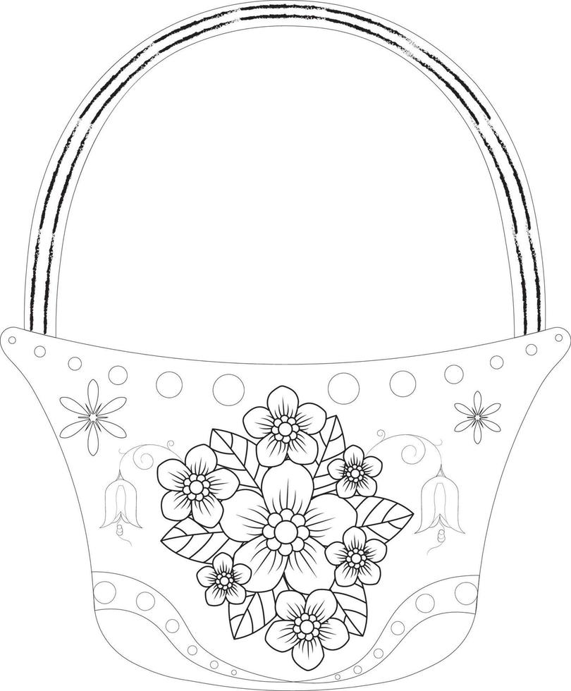 Flower top mandala coloring page. Hand drawing coloring book free Vector