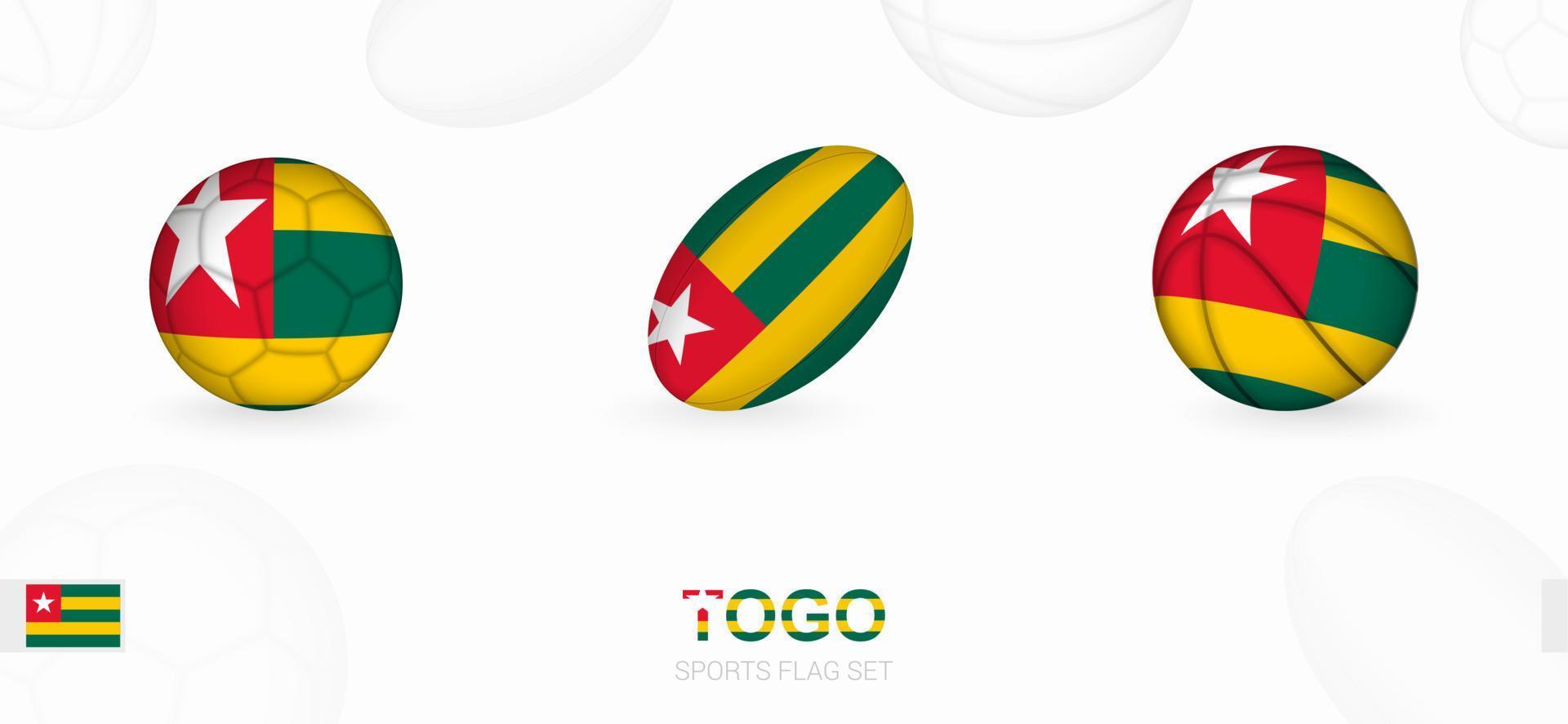 Sports icons for football, rugby and basketball with the flag of Togo. vector