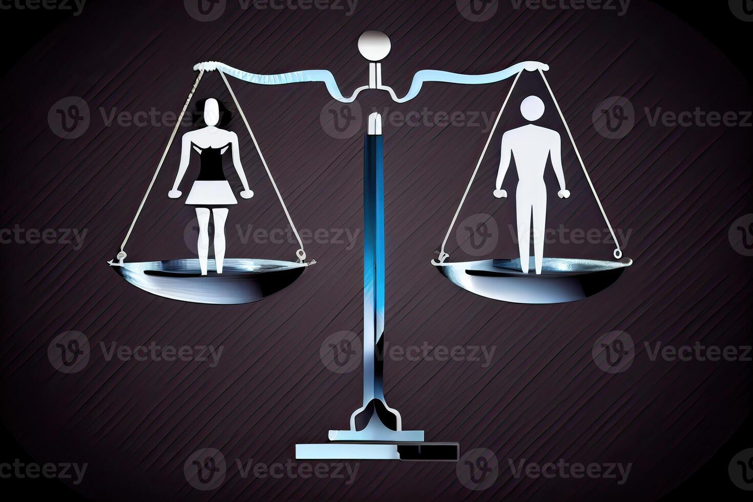 illustration of Gender equality concept. Male and female with symbol on the scales feeling equal discrimination photo