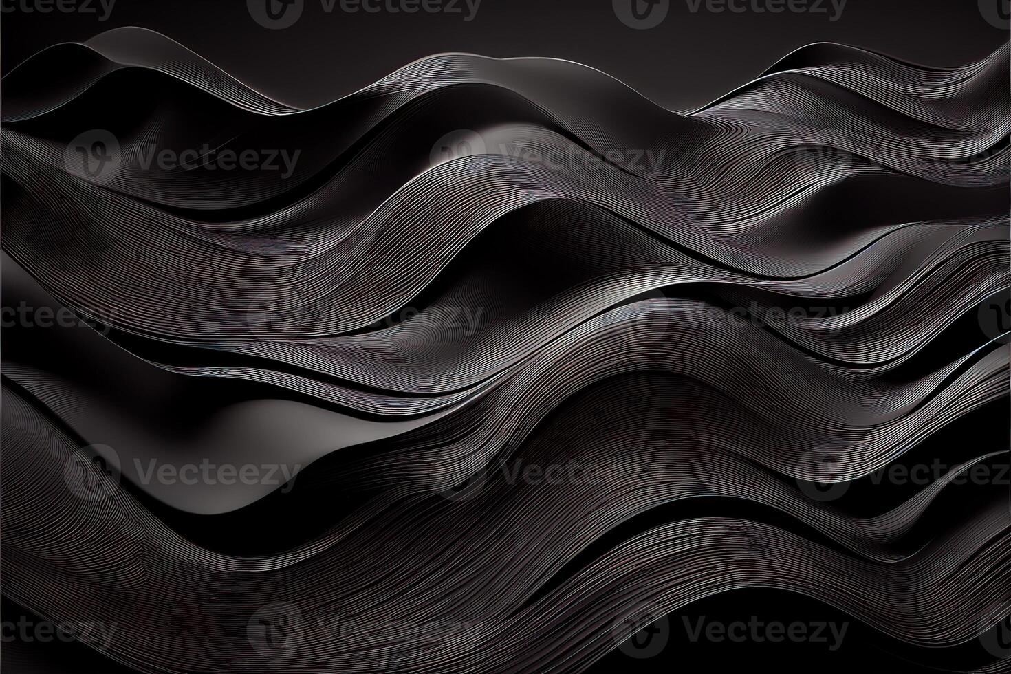 illustration of black wavy abstract layer as panorama background, gain and metal photo