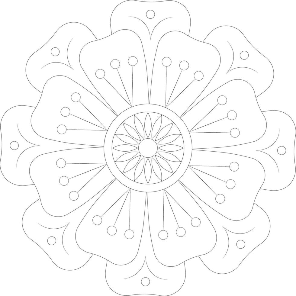 Flower Coloring page for kids Free Vector