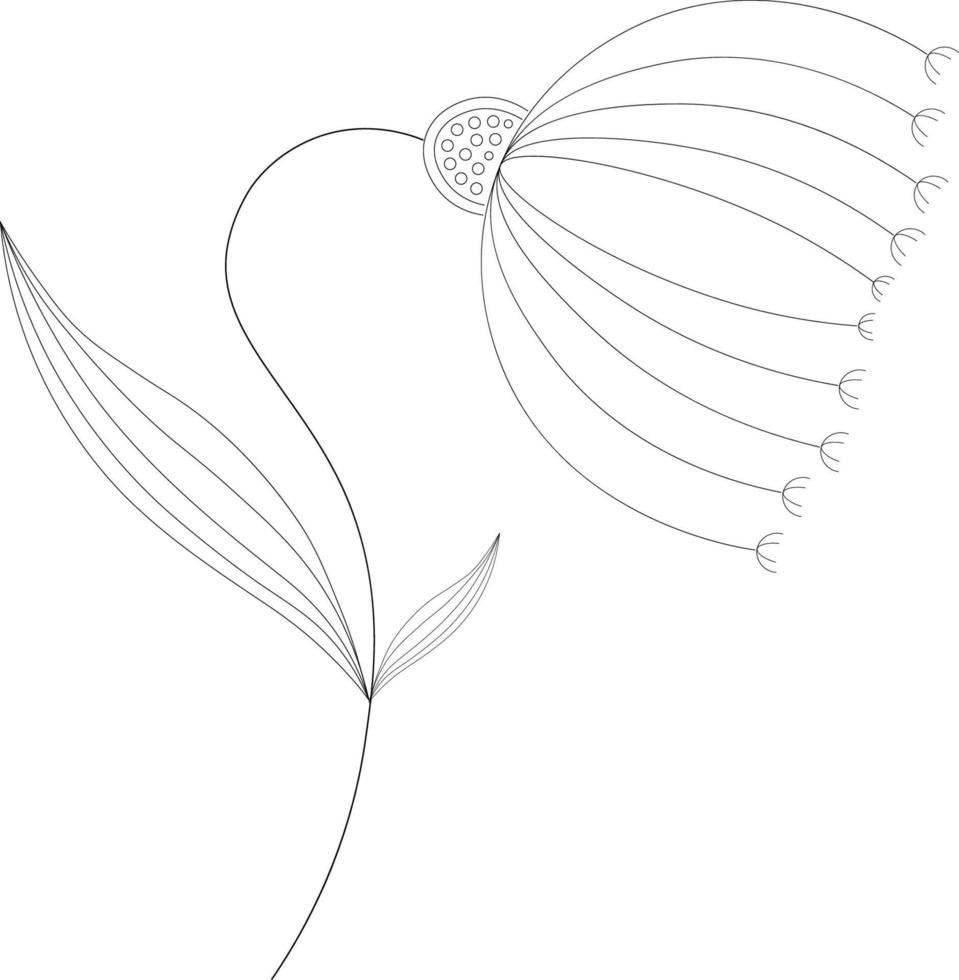 Flower Coloring page for kids Free Vector