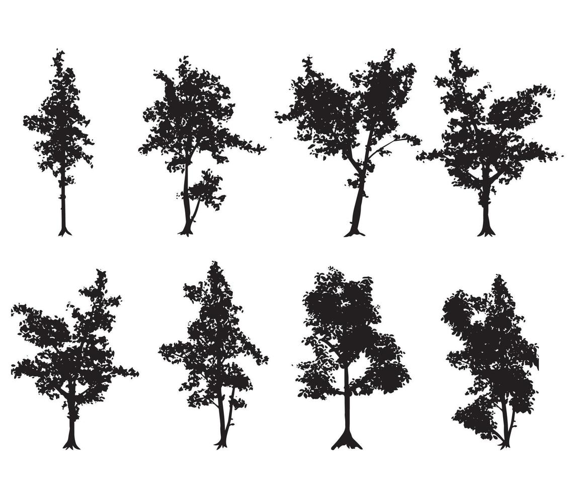 Set of Tree silhouettes vector