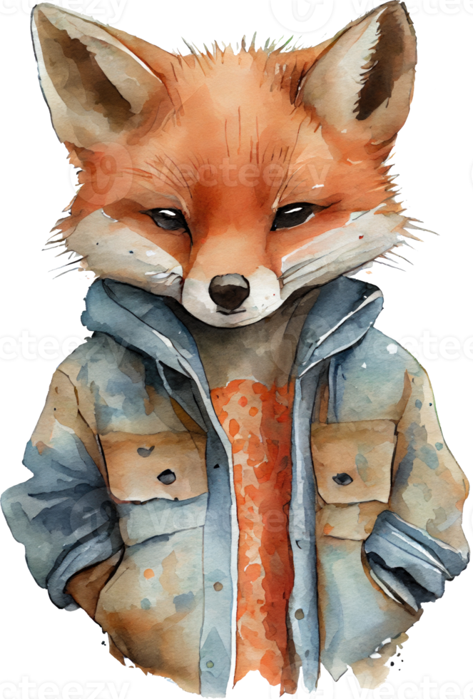 Cute Fox Portrait Watercolor png