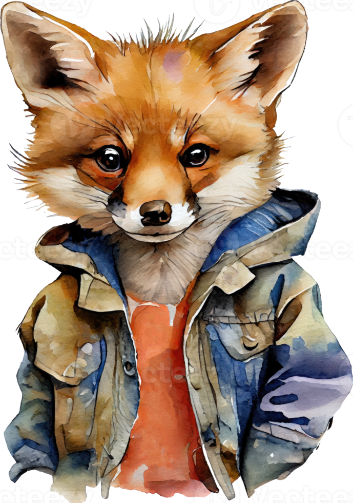 Cute Fox Portrait Watercolor png