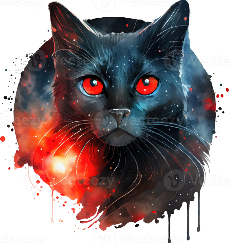 céleste noir chat aquarelle png