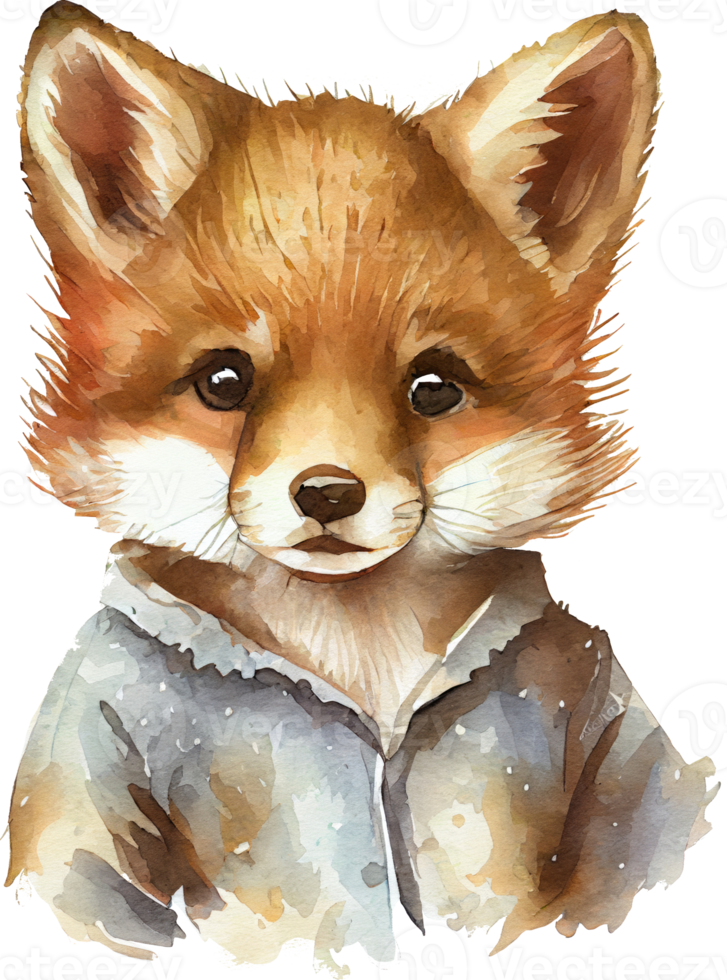 Cute Fox Portrait Watercolor png