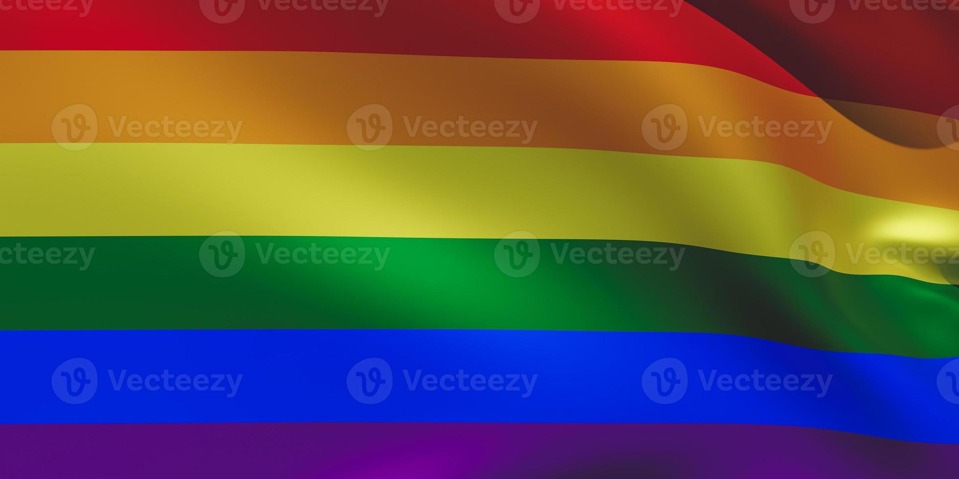Lgbt rainbow flag waving. 3d render image photo