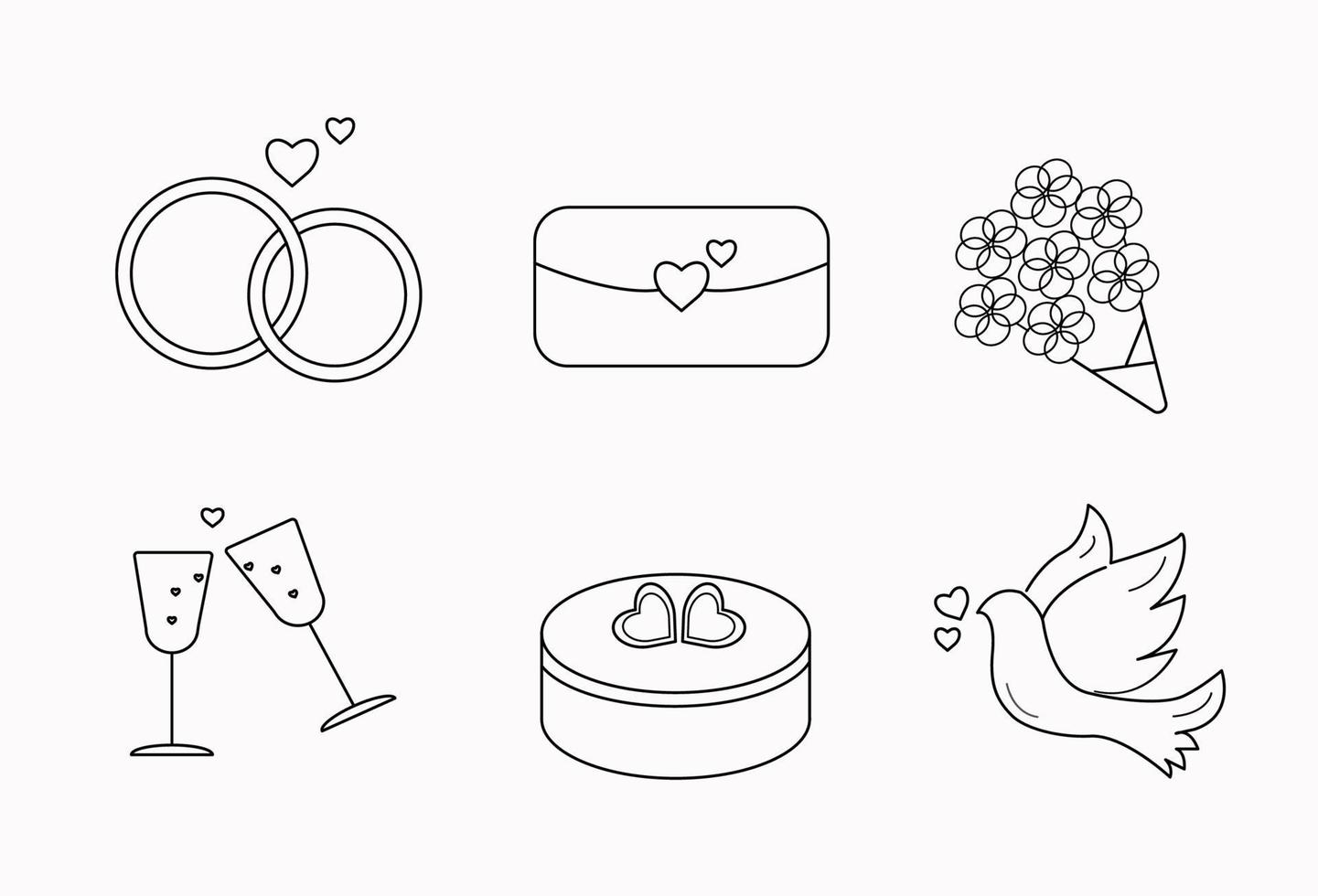 wedding icons set vector