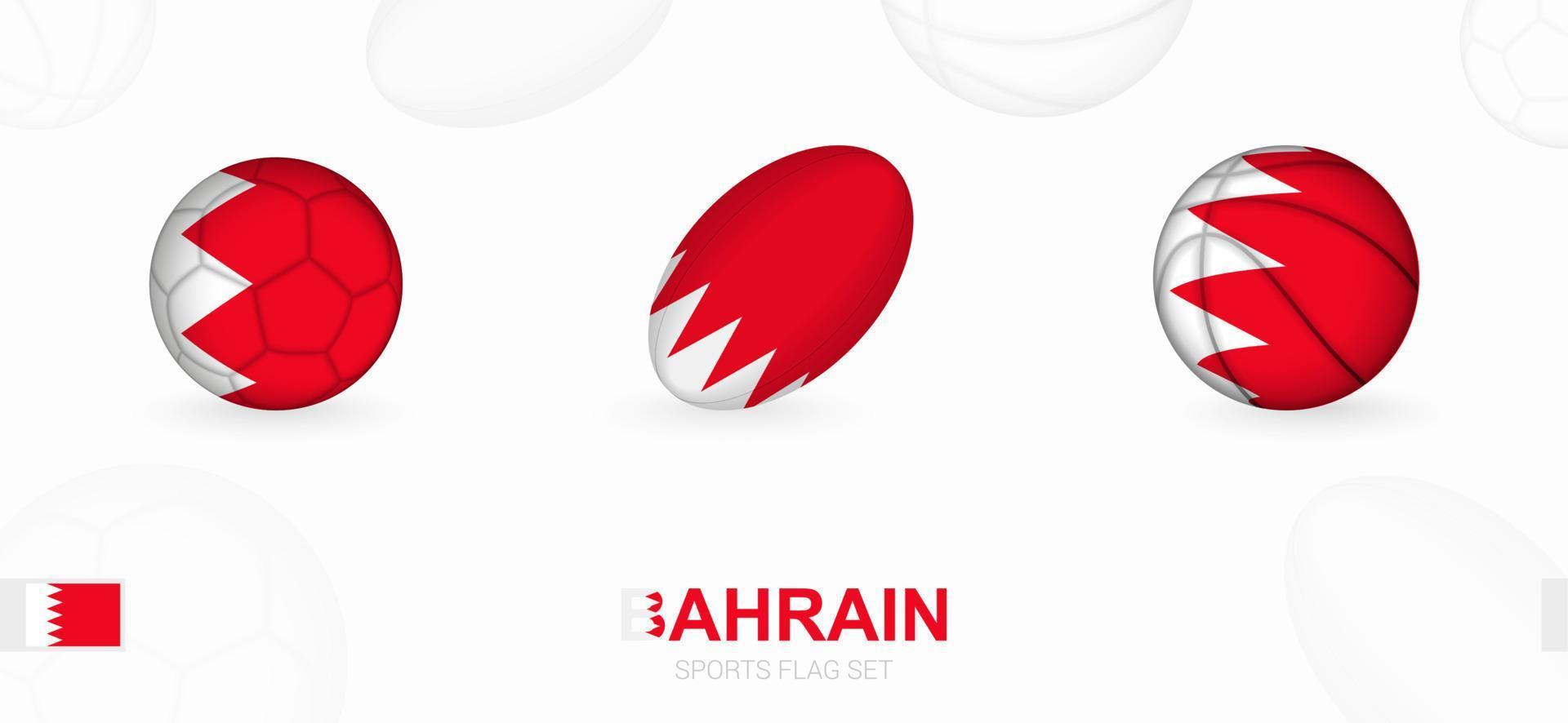 Sports icons for football, rugby and basketball with the flag of Bahrain. vector