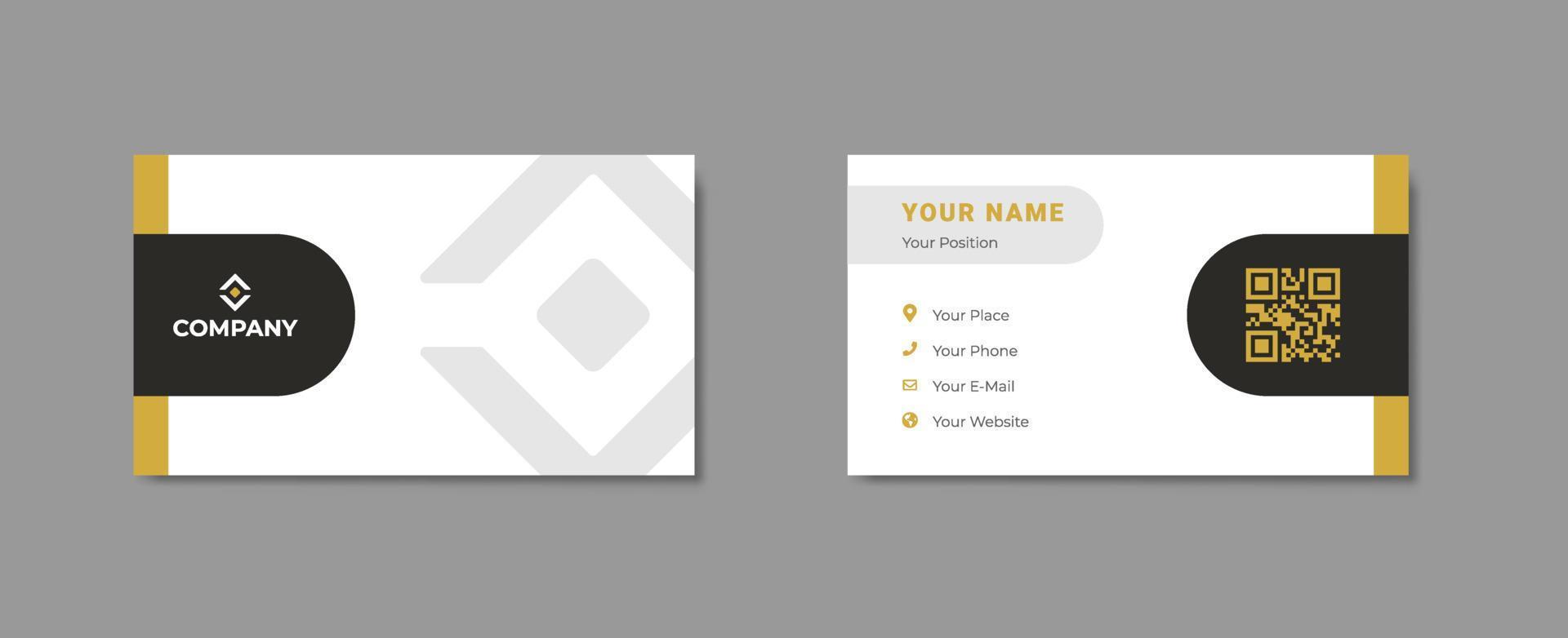 Modern Business Card Design with White Background and Golden. vector