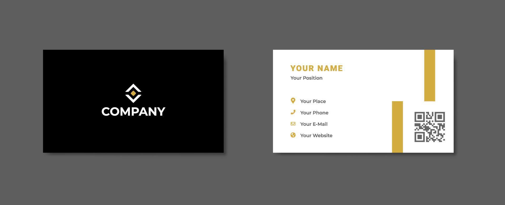 Simple Minimalist Business Card with Two Sided Black and White. vector