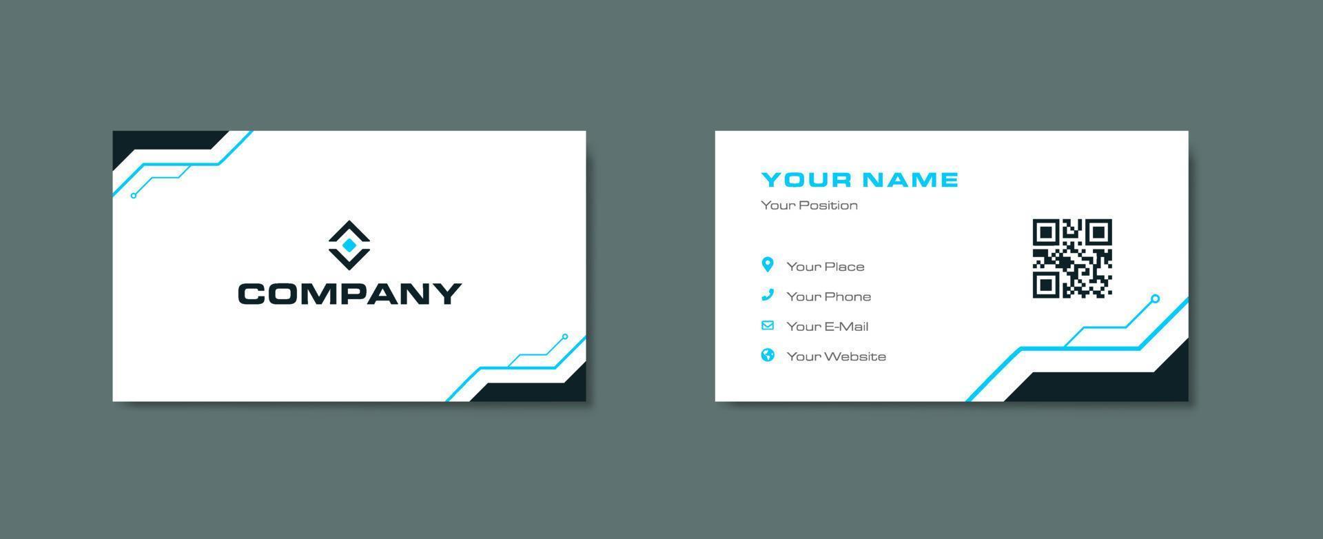 Modern Vector Business card corporate design with white background and tech style element