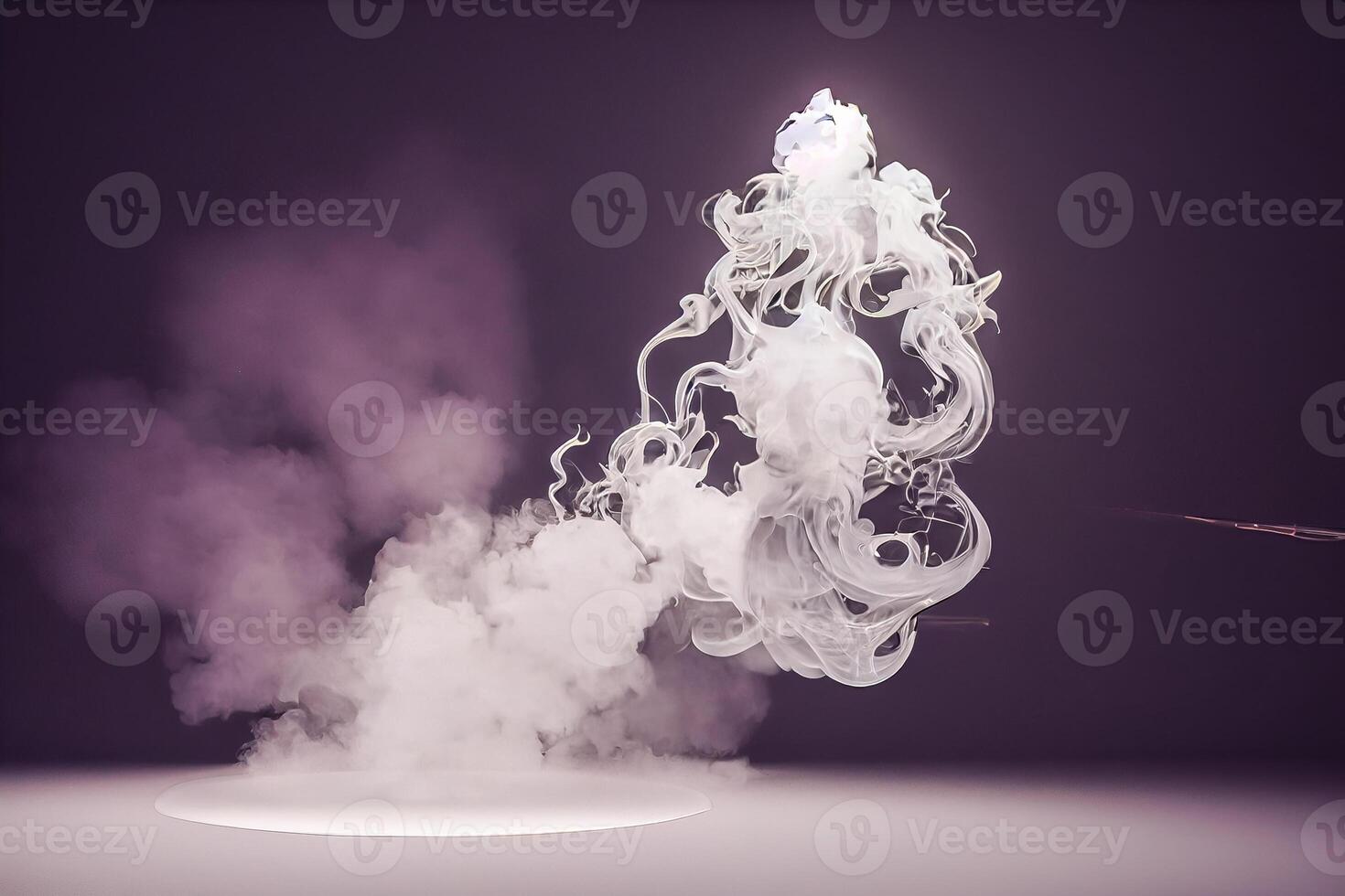 illustration of White curve fog, smoke, clouds, fire and dark background with spotlight. Abstract illustration art. Pattern texture, use for ad, poster and template, business.Digital art photo