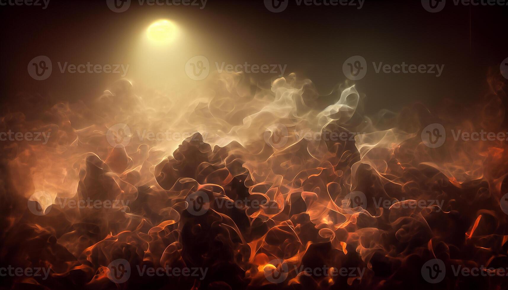 illustration of White curve fog, smoke, clouds, fire and dark background with spotlight. Abstract illustration art. Pattern texture, use for ad, poster and template, business.Digital art photo