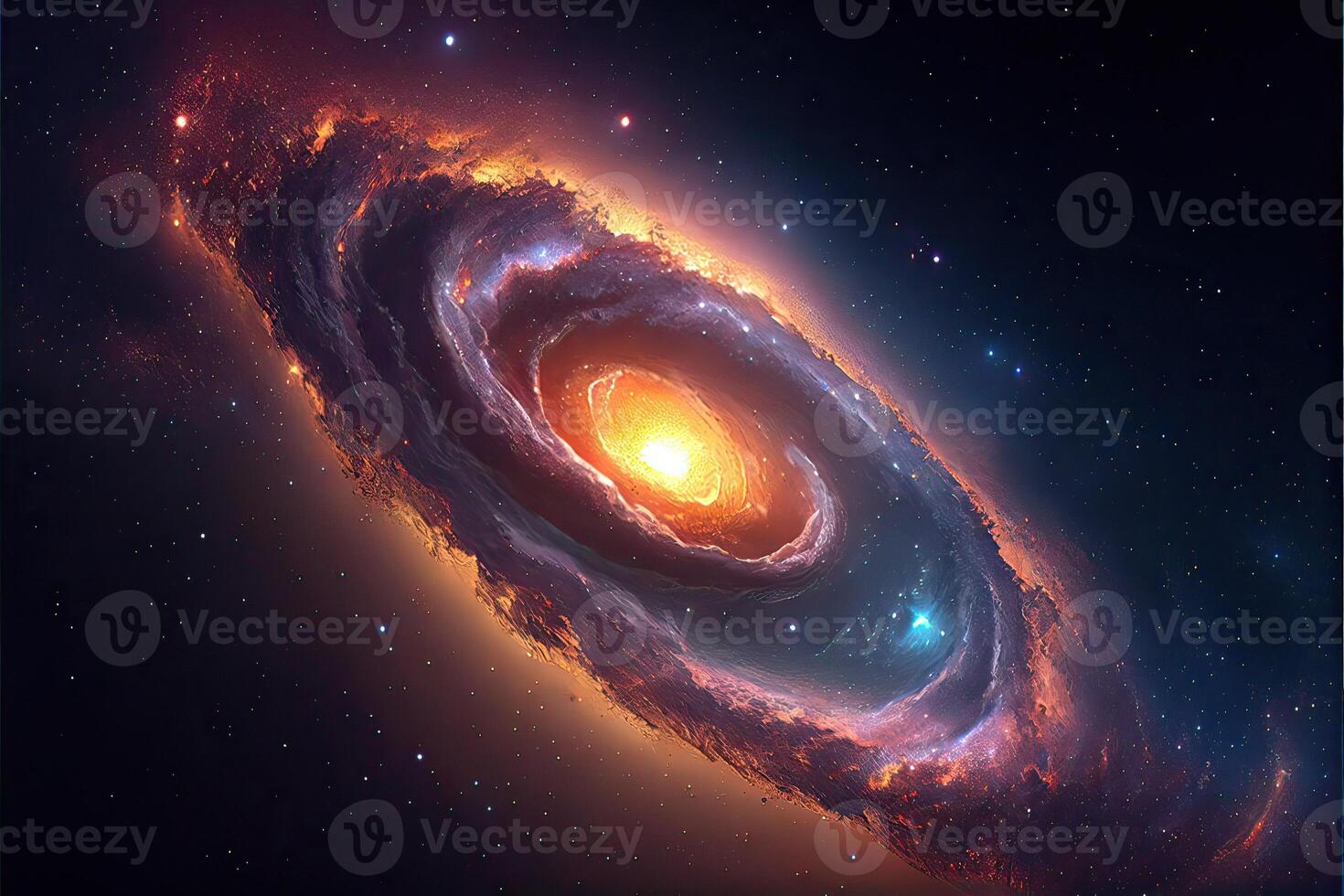 illustration of Milky Way Galaxy colliding with Andromeda Galaxy, universal and outer space photo