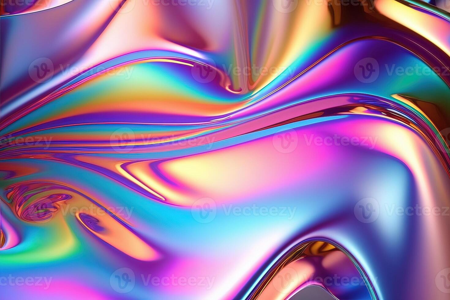 illustration of holographic liquid background. Holographic iridescent backdrop. Pearlescent gradient and foil effect for design prints. Rainbow metal photo