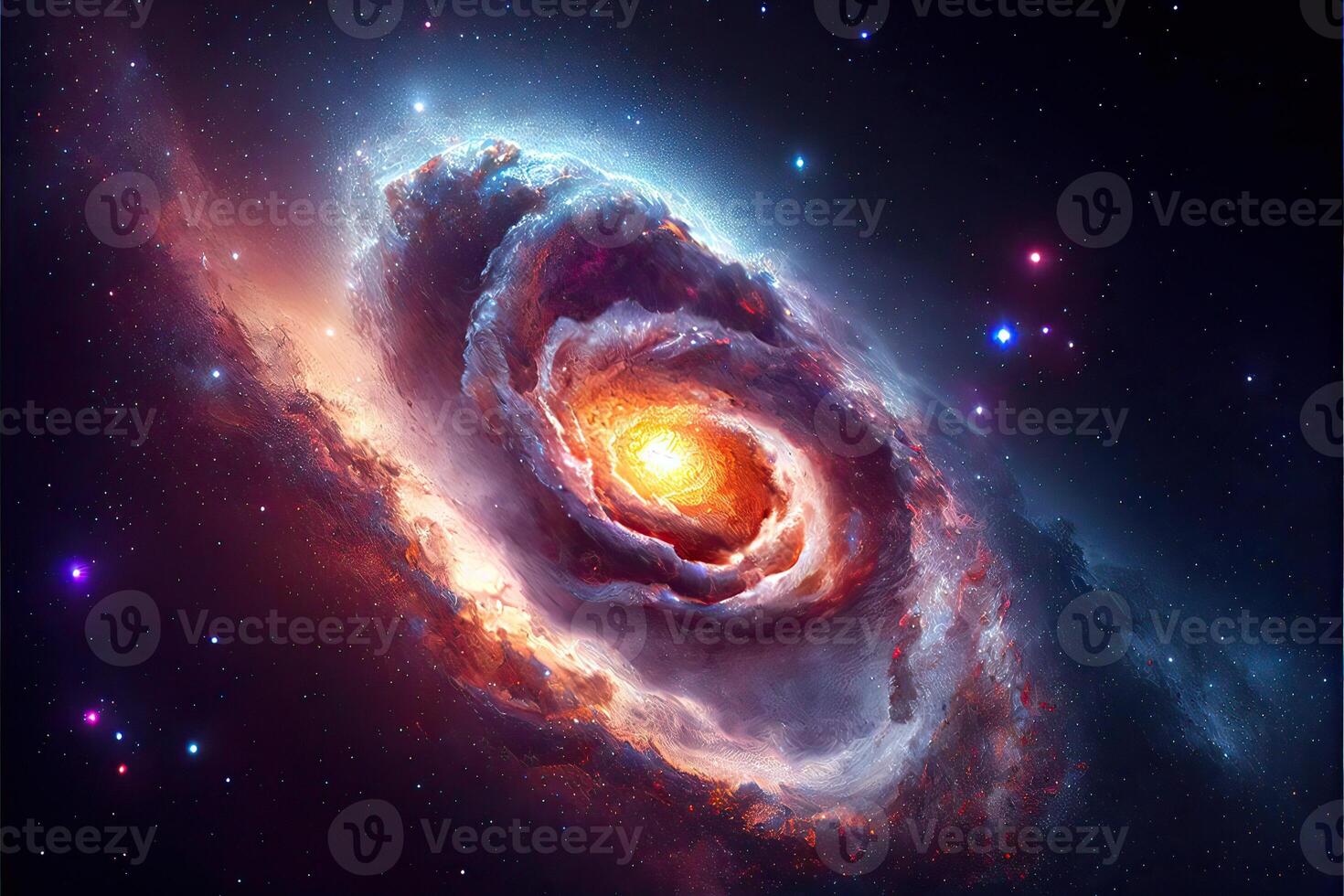 illustration of Milky Way Galaxy colliding with Andromeda Galaxy, universal and outer space photo