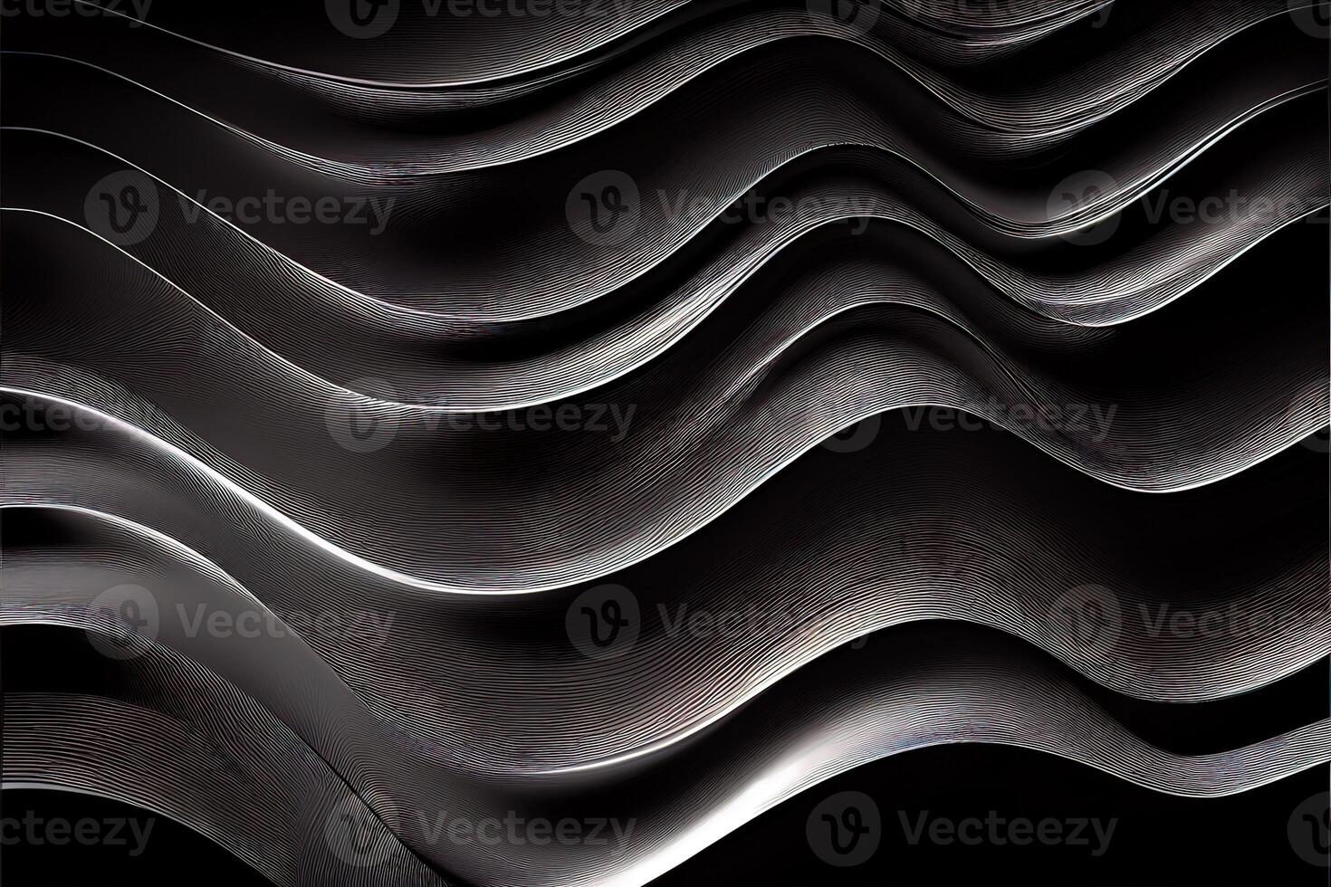 illustration of black wavy abstract layer as panorama background, gain and metal photo