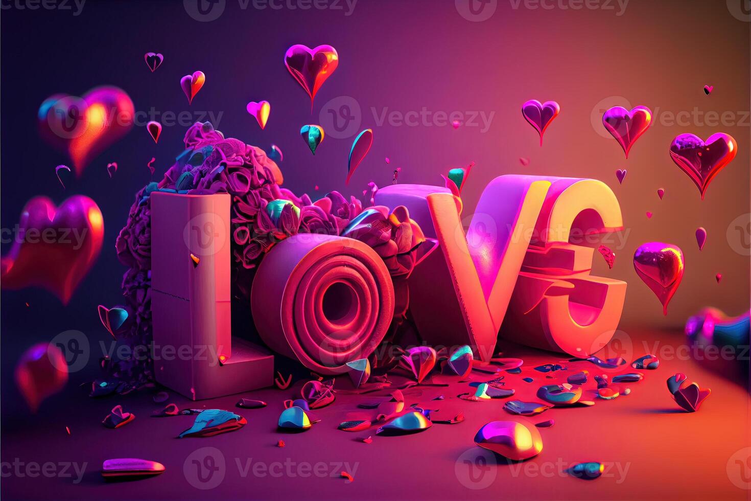 illustration of Valentine day background, love, romantic concept, heart shape. Neural network generated art. Digitally generated image. Not based on any actual scene or pattern. photo