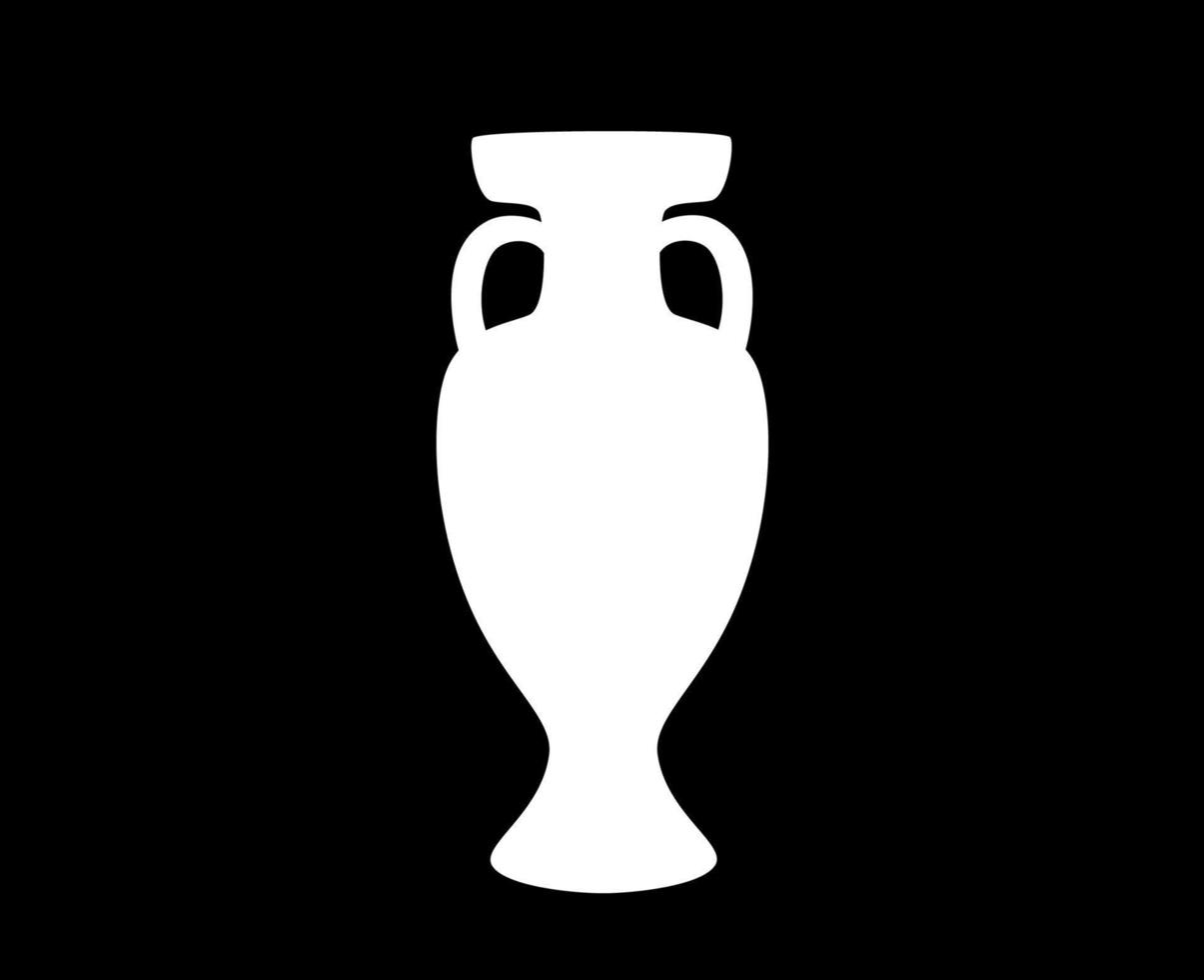 Euro 2024 Uefa Trophy White Symbol European Football final Design Vector illustration With Black Background