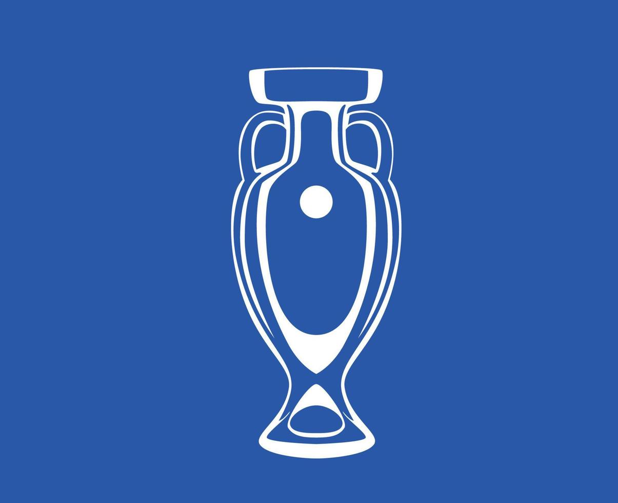 Euro Trophy Symbol White European Football final Design illustration Vector With Blue Background