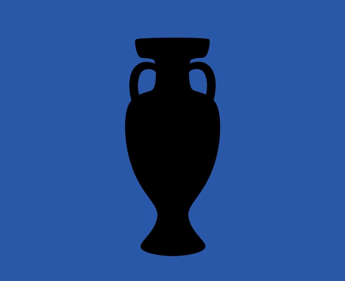 euro 2024 uefa trofeo negro símbolo europeo fútbol americano final diseño vector ilustración con azul antecedentes