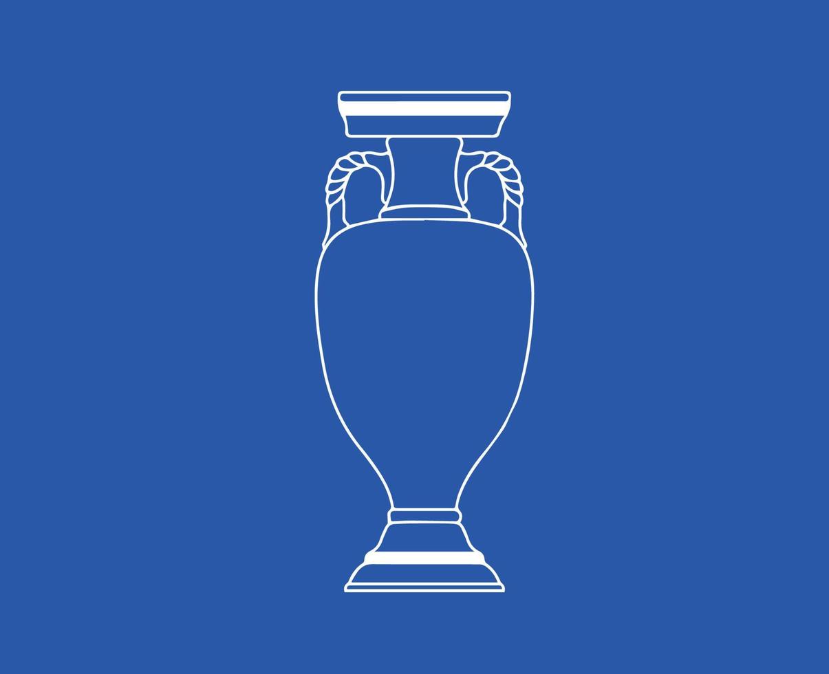 Euro Trophy logo White Symbol European Football final Design Vector illustration With Blue Background