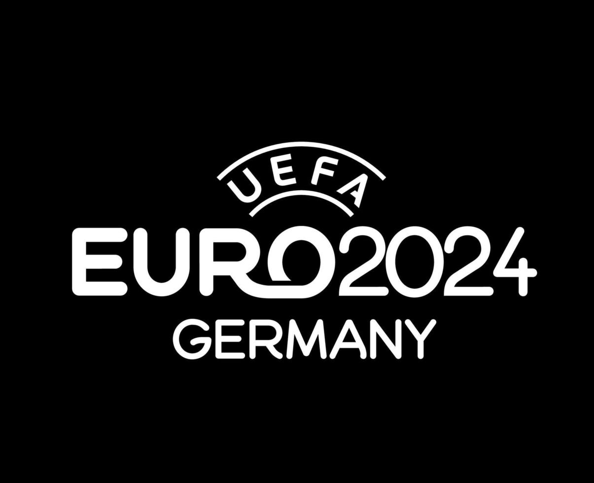 Euro 2024 Germany logo official Symbol Name White European Football final Design illustration Vector With Black Background